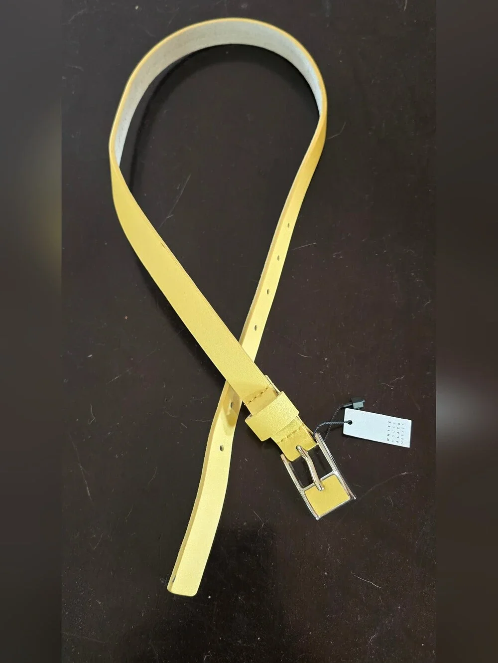Whit House Black Market Yellow Leather Belt with Silver Buckle